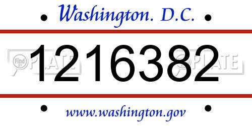 1216382 District Of Columbia License Plate
