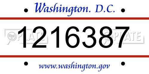 1216387 District Of Columbia License Plate