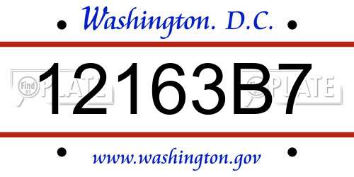 12163B7 District Of Columbia License Plate