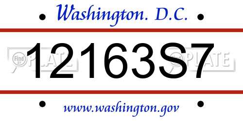 12163S7 District Of Columbia License Plate
