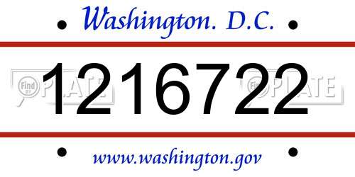 1216722 District Of Columbia License Plate