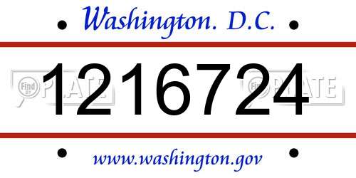 1216724 District Of Columbia License Plate