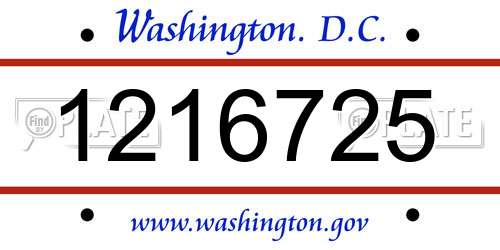 1216725 District Of Columbia License Plate