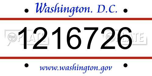 1216726 District Of Columbia License Plate