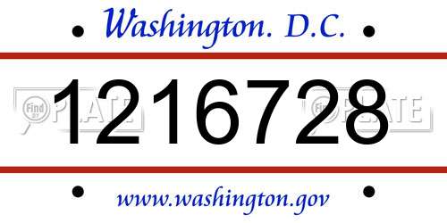 1216728 District Of Columbia License Plate