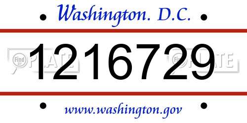 1216729 District Of Columbia License Plate