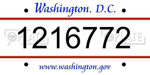 1216772 District Of Columbia License Plate