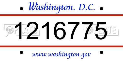 1216775 District Of Columbia License Plate