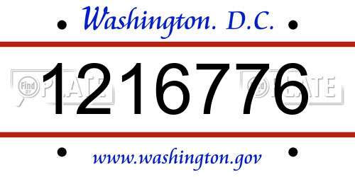 1216776 District Of Columbia License Plate