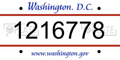 1216778 District Of Columbia License Plate