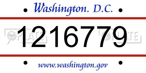 1216779 District Of Columbia License Plate