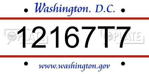 12167T7 District Of Columbia License Plate