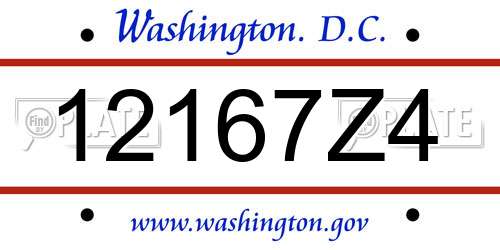12167Z4 District Of Columbia License Plate