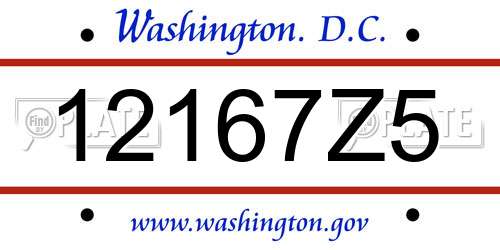 12167Z5 District Of Columbia License Plate