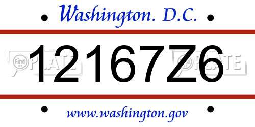12167Z6 District Of Columbia License Plate