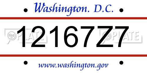12167Z7 District Of Columbia License Plate