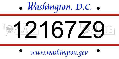 12167Z9 District Of Columbia License Plate