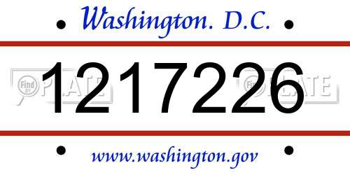 1217226 District Of Columbia License Plate