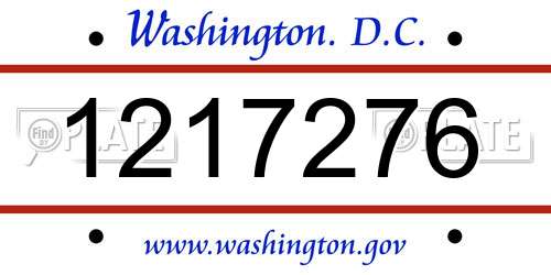 1217276 District Of Columbia License Plate