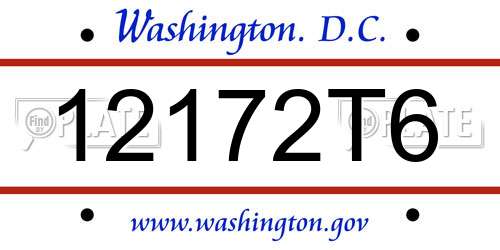 12172T6 District Of Columbia License Plate