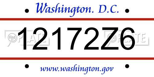 12172Z6 District Of Columbia License Plate