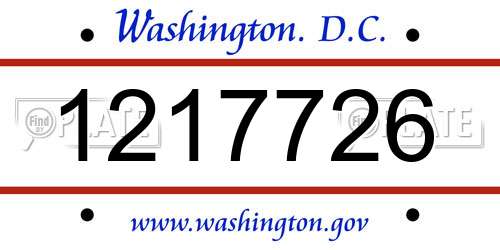 1217726 District Of Columbia License Plate