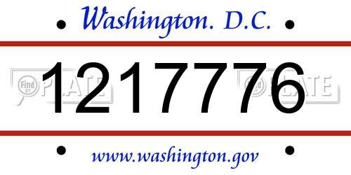 1217776 District Of Columbia License Plate