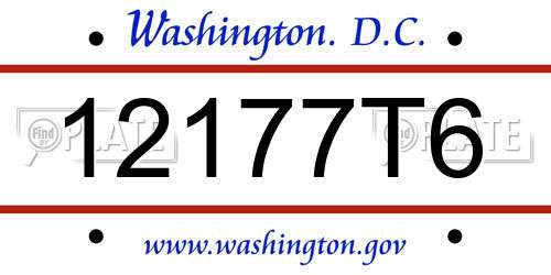 12177T6 District Of Columbia License Plate