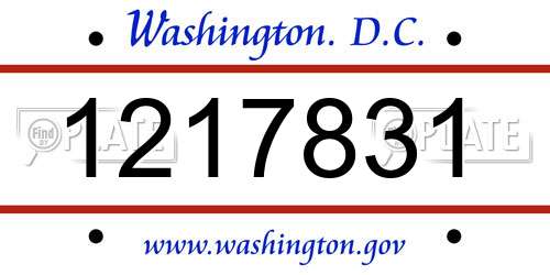 1217831 District Of Columbia License Plate