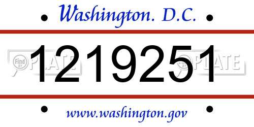 1219251 District Of Columbia License Plate
