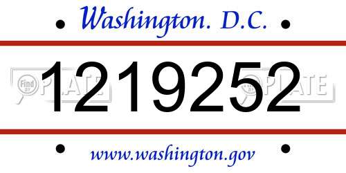1219252 District Of Columbia License Plate