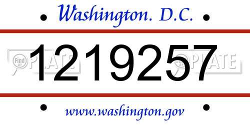 1219257 District Of Columbia License Plate