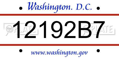 12192B7 District Of Columbia License Plate