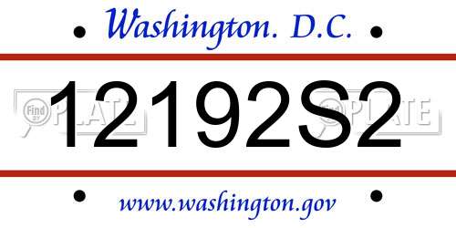 12192S2 District Of Columbia License Plate