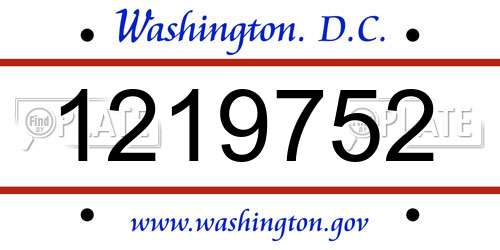 1219752 District Of Columbia License Plate