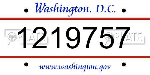 1219757 District Of Columbia License Plate