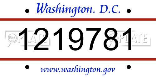1219781 District Of Columbia License Plate