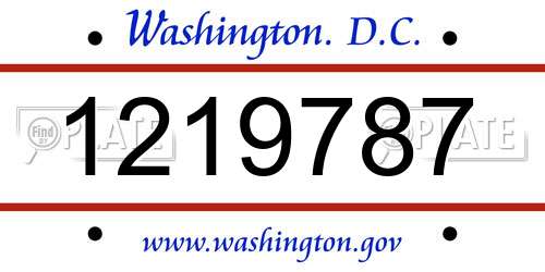 1219787 District Of Columbia License Plate