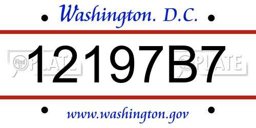 12197B7 District Of Columbia License Plate