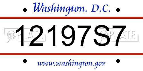 12197S7 District Of Columbia License Plate
