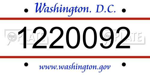 1220092 District Of Columbia License Plate