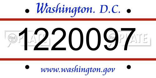 1220097 District Of Columbia License Plate