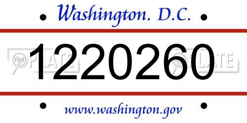 1220260 District Of Columbia License Plate