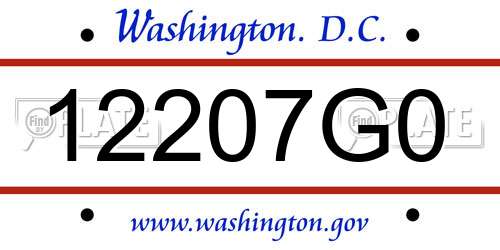 12207G0 District Of Columbia License Plate