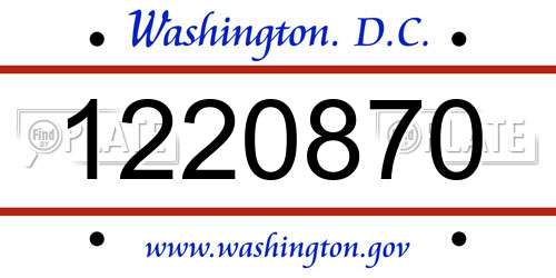 1220870 District Of Columbia License Plate