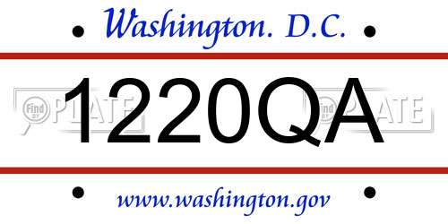 1220QA District Of Columbia License Plate