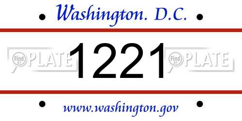 1221 District Of Columbia License Plate