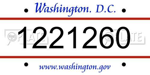 1221260 District Of Columbia License Plate