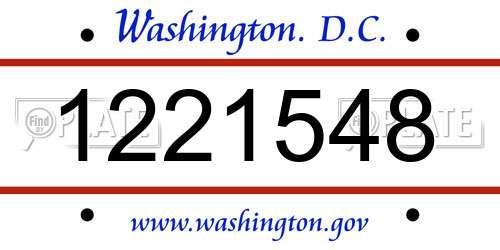 1221548 District Of Columbia License Plate
