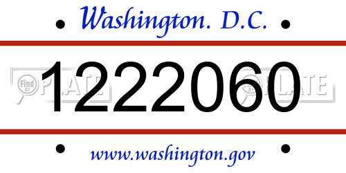 1222060 District Of Columbia License Plate